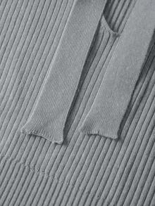 Franclia 新款时尚优雅高品质女士针织毛衣裙，百搭秋季 - 灰色 - 查看 4