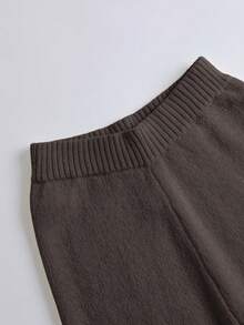 Franclia 2pcs/Set Women Casual Loose Fashion Elegant Commuting High-Quality Knitted Sweater Set, Autumn/Winter Wide Leg Pants Set Grey Two Piece Set Elegant 2 Piece Set Formal Two Piece Set - Coffee Brown - View 6