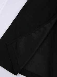 Franclia Elegant Plus Size Black Woven Fabric Long Mermaid Skirt With Graphic Embroidery Detail - Black - View 7