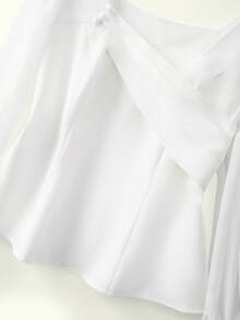 GlowEve CURVE Plus Size Women's Elegant Collared Chiffon Patchwork Long Sleeve Cinched Waist Blouse, Autumn/Winter