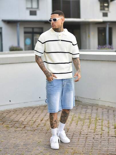 Devon Thys Jersey de punto informal para hombre con botones calados de unicolor