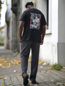 Heavens Edit Pantalones rectos con cordón en la cintura para hombres, para el otoño - Gris Oscuro - Ver 2