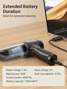 Teckwe 手持式吸尘器、空气除尘器、便携式迷你无线清洁器，吸力强劲，干湿两用手持式车载吸尘器，配备多吸嘴/小型拖把，适用于汽车、家庭、办公室和宠物清洁