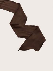 SHEIN ICON Áo dệt kim nhún bèo màu trơn dành cho nữ + vòng cổ choker, mùa xuân/hè, kiểu dáng thanh lịch, thích hợp đi chơi, đi biển, phong cách đồng quê, áo thường ngày, sang trọng, áo sinh nhật, phong cách boho, áo nhún bèo, kỳ nghỉ hè, phong cách retro - Màu nâu Sô-cô-la - Xem 4