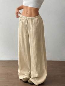 Flirla 女士超低腰休闲棉质直筒裤