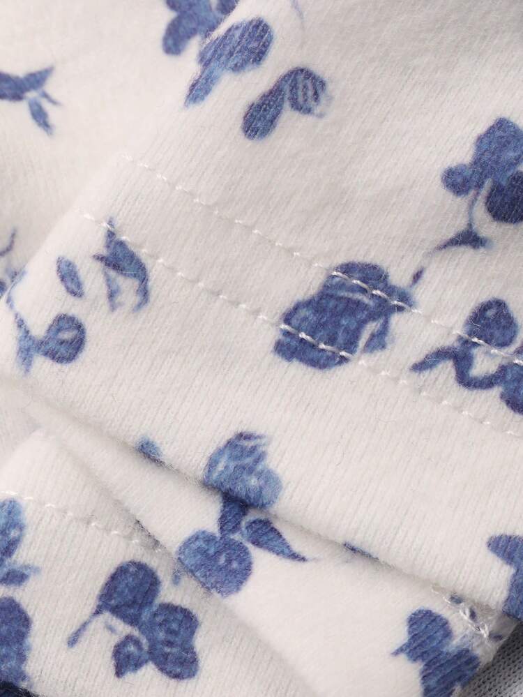 Ditsy Floral Elastic Waist Loose Women's Pajama Pants