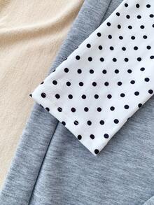 T-shirt à manches longues minimaliste avec demi-patte de boutonnage à pois pour adolescentes