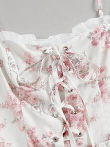 SHEIN MOD Women'S Printed Floral Patchwork Spaghetti Strap Dress - Multicolor - View 3