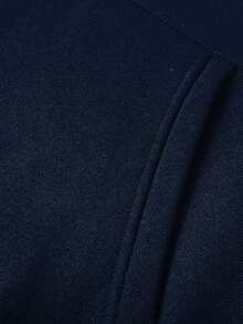 Men's Solid Color Horse Print Simple Sweatshirt - Navy Blue - View 3