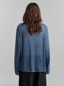 Ontre 女士宽松圆领二合一长袖T恤，都市通勤商务休闲风，秋冬季