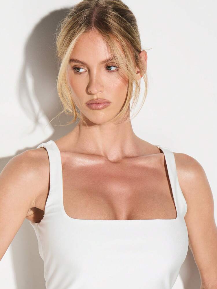 KIZN Square Neck Ribbed Tank Top