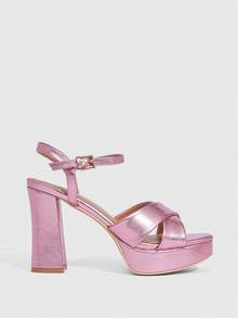 CUCCOO SZL Women's Casual Solid Color Thick Heel Platform Sandals For Christmas