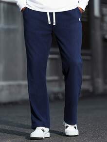 Manfinity CasualCool 男士藏蓝色抓绒休闲裤，冬季款 - 藏蓝色 - 查看 6