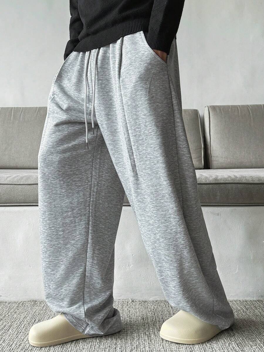 HUEFORM 男士休闲宽松灰色抽绳腰带口袋运动裤 - 灰色 - 查看 1