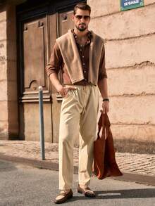 HIMLAND 2pcs/Set Men's Casual Long Sleeve Shirt Set - Multicolor - View 1