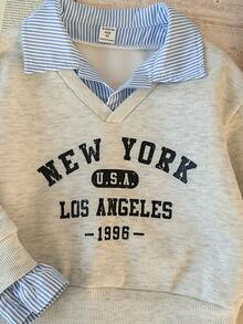 Pixure Young Kid Casual Versatile Commuting School Style Loose Fit Sweatshirt With Shirt Collar,Casual And Stylish, Suitable For Autumn And Winter Wear,Kids' Sweatshirt - Multicolor - View 5