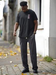 Heavens Edit Pantalones rectos con cordón en la cintura para hombres, para el otoño - Gris Oscuro - Ver 1