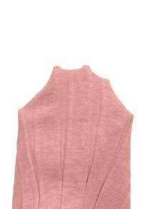 Rafferiza Women's Solid Color Round Neck Long Sleeve Fitted Ribbed Maxi Sweater Dress, Autumn/Winter - Dusty Pink - View 4