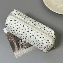 1pc Cream Ditsy Floral Pencil Case, Cute Minimalist Fresh Style Stationery Pouch,For School Supplies,Back To School - Multicolor - View 16