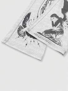 ROMWE MEN Street Life 男士天使字母印花抽绳腰休闲运动裤 - 彩色 - 查看 5