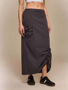 Hanevo Women's Pleated Split Pocket Skirt, Casual & Sports - Dark Grey - View 6