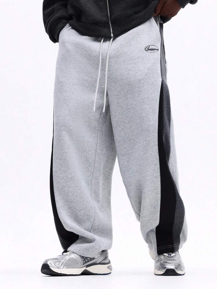 SUMWON Loose Fit Color Block Sweatpants With Side Stripe Detail Casual Comfort Fleece Pants For Everyday Wear Winter Loungewear Plain
