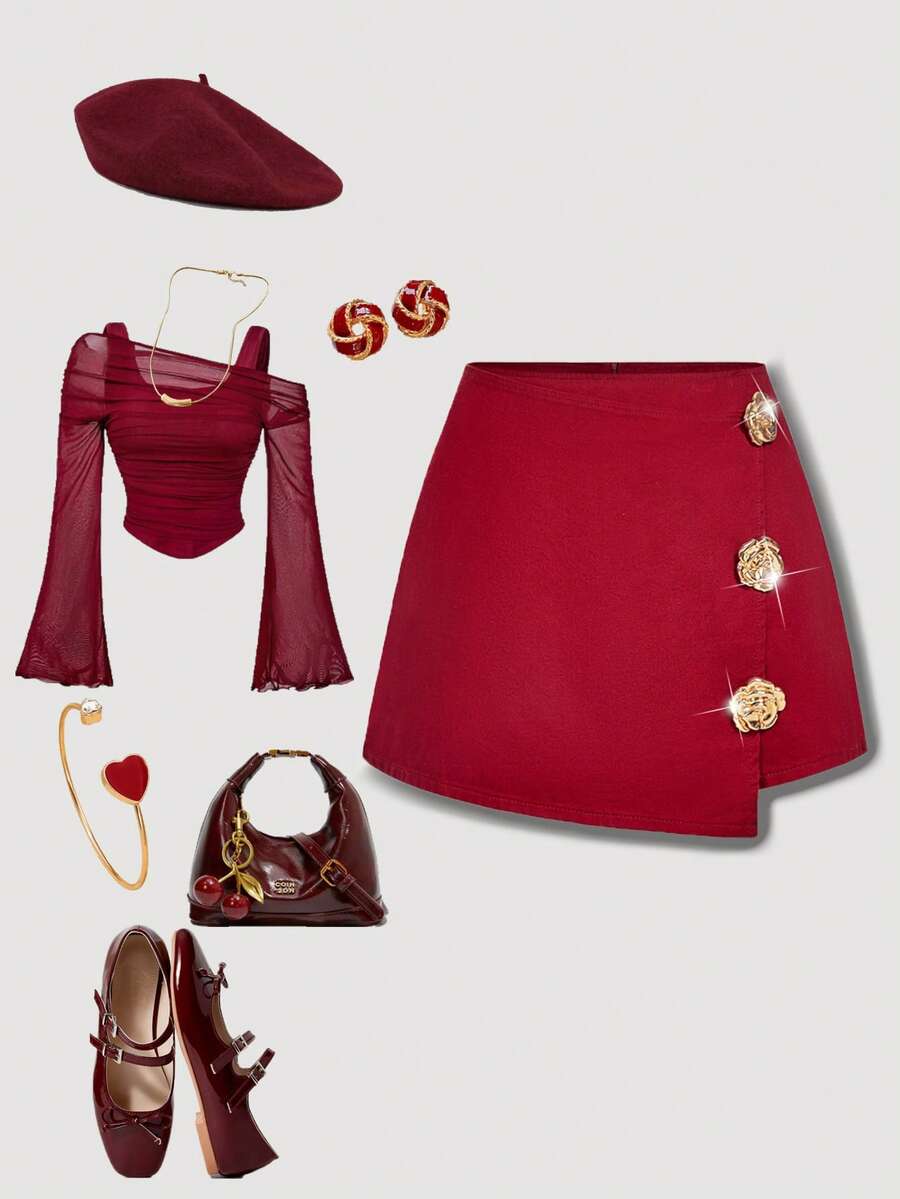 SHEIN MOD Plus Size Elegant Red Summer Curve Smart Casual Dinner ...