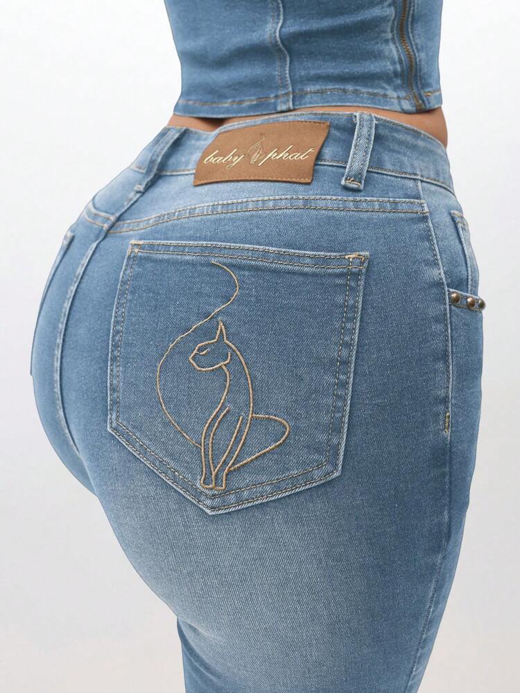 BABYPHAT Jeans capri in denim elasticizzato con orli arrotolati, vita alta, pantaloni casual estivi adatti per la primavera, i festival e le vacanze