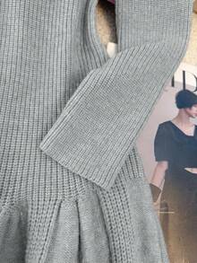 Franclia 新款秋冬法式束腰鱼尾针织连衣裙 - 淺灰色 - 查看 3
