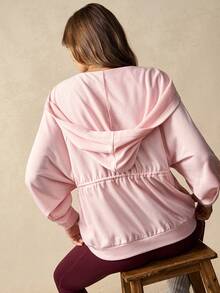 VARSIVA Women's Pink Hooded Slim Fit Drawstring Zipper Casual Long-Sleeve Sports Jacket. - Pink - View 7