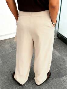 HUEFORM Pantalones rectos sueltos con pliegues casuales para hombres, adecuados para uso casual diario, salidas de fin de semana, viajes, reuniones con amigos, etc. Este pantalón es un artículo versátil y esencial en el guardarropa de un hombre, y hace un gran regalo para un novio o esposo. - Albaricoque - Ver 2