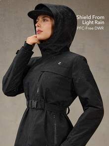 OutZeal 女士滑雪夹克 户外夹克 黑色 冬季滑雪 露营 保暖 绗缝 防风 防水 户外上衣 - 黑色 - 查看 3