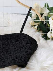 Franclia Women's Pleated Spaghetti Strap Crop Top & Mini Skirt 2 Piece Set, Sexy Midriff-Baring, Floral Print, Spring/Summer Two Piece Set Women Skirt Black And White Skirt Elastic Waist Skirt Set Long Skirt Sets Summer - Black and White - View 5