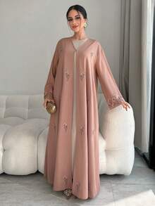 Yasmyna Women's Elegant Floral Embroidered Abaya Dress Modest Butterfly Abaya Abayas Dubai Luxury