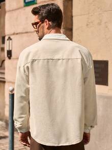 HIMLAND 男式休闲梭织拼接灯芯绒宽松插肩领夹克 - 彩色 - 查看 3