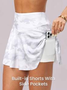 Dewbera 女士高腰迷彩印花休闲健身运动裙裤 - 彩色 - 查看 3