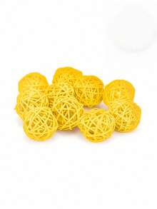 5/10/15/50个装鹦鹉柳条球玩具，直径3厘米，可供鹦鹉啃咬，柳条编织鹦鹉玩具 - 黃色 - 查看 6