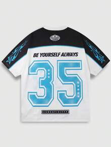 ROMWE MEN Men's Jersey Anime Print Short Sleeve T-Shirt - White - View 2