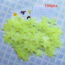 100pcs Glow-In-The-Dark Star Wall Stickers - Self-Adhesive, Space-Themed Decor For Bedroom, Living Room, Ceiling | Ideal For Parties & Events, Party Wall Decor|Glowing Star Decor|Reusable Wall Stickers, Star Decorations The Colorful Luminous Star And Moon Set Can Be Freely Pasted Together, And The Three-Dimensional Wall Stickers Are Glowing Stars