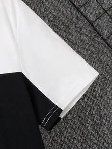 SHEIN Teen Boys' Contrast Color Round Neck Short Sleeve T-Shirt, Casual, Comfortable, Fashionable, Versatile, Soft Fabric, Suitable For Daily Wear, School, Outings, Outdoor Sports, Spring/Summer, Holidays, Beach Vacation Teen T Shirt Teen Boy Clothes T Shirt Streetwear Teen Shirts - Black and White - View 9
