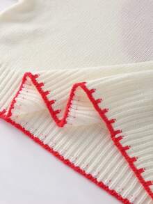 Resyla Women's White Crop Sweater With Red Heart Print And Long Sleeves Knit Sweater Cute Sweater Women Sweater Cute Clothes Sweater Tops - White - View 6