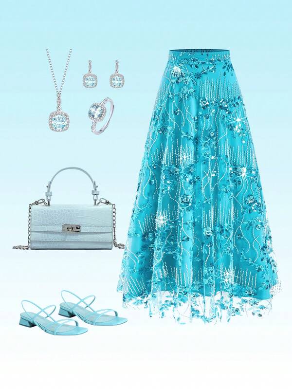 Ellevyn 女士优雅高端晚宴裙，饰有串珠，品质上乘