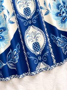 Soleia Women's Fashion Vacation Casual All-Over Print Spaghetti Strap Dress Women Vacation Dress Boho Summer Dress Women Blue And White Dress Women Carnival, - Blue and White - View 5