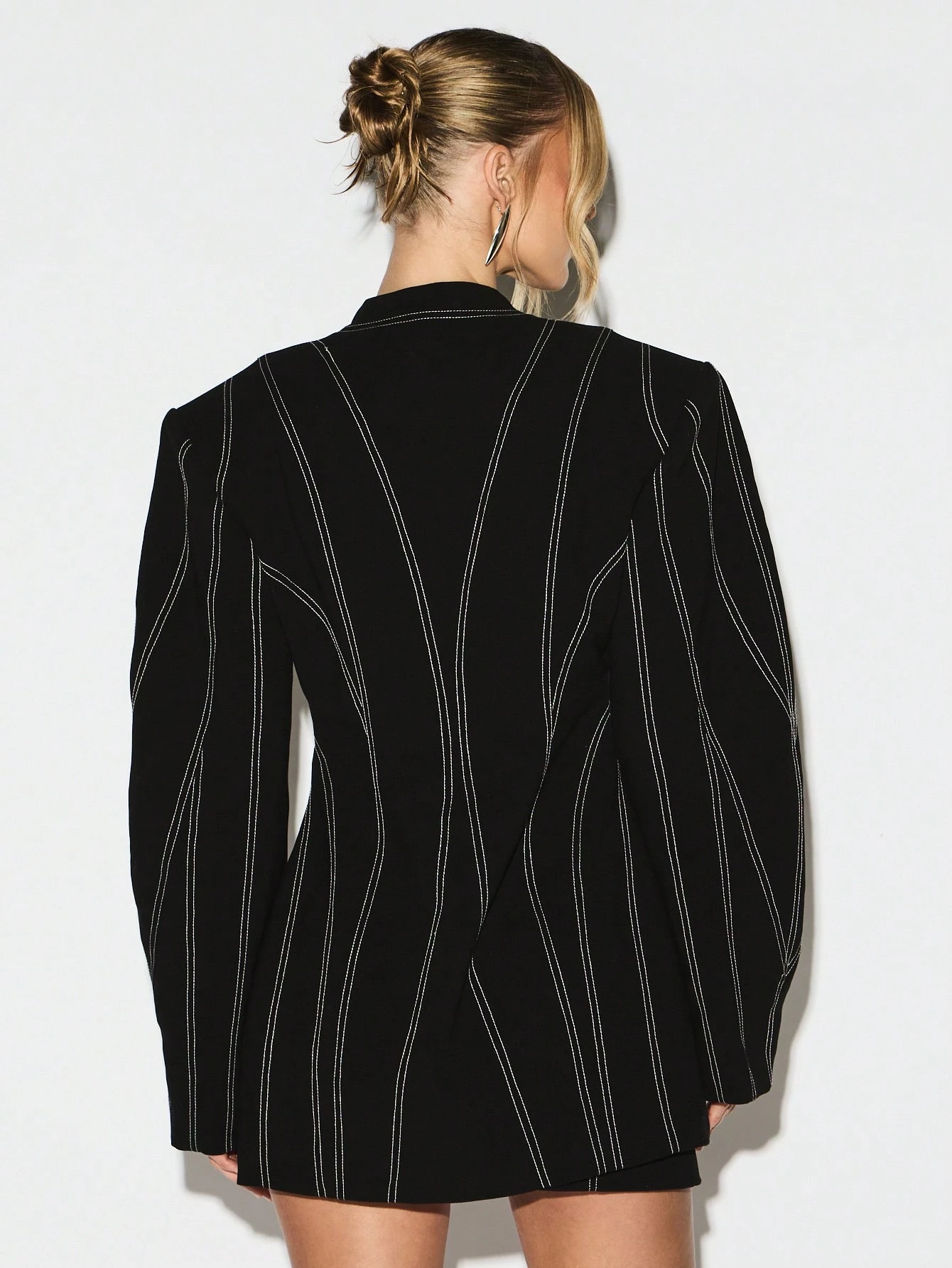 KIZN Cinched Waist Blazer Dress With Stitch Detail