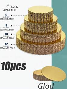 10 Pcs Cake Boards, Glod Cake Boards 6 8 10 12 Inch Round, Food-Graded Cardboard Cake Rounds Cake Base, Waterproof And Oil-Proof Cake Boards For Cake DIY, Dessert And Crafts Display - Multicolor - View 6