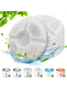 8PCS【圆形】猫饮水器滤芯替换滤芯，兼容80oz/2.4l猫饮水器，多重过滤系统活性炭滤芯，适用于自动宠物饮水花洒，适用于猫狗饮水机，防止宠物掉毛，避免误食，保护宠物健康，送给宠物最好的生日礼物