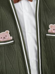 SHEIN 男婴秋季新款绅士风二合一连体衣 - 墨綠色 - 查看 4