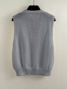 GlowEve 女士时尚百搭休闲修身毛衣背心，秋冬季 - 淺灰色 - 查看 2