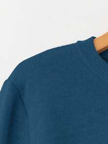 Franclia 女士修身圆领保暖长袖毛衣 - 藍色 - 查看 6