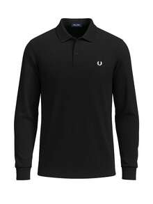 Fred Perry Men's Long Sleeve Polo Shirt Black - Black / White - View 1